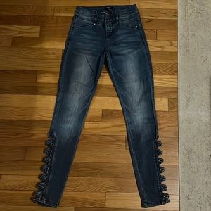 SOLD! Bebe Lattice Cutout Skinny Jean-size 25